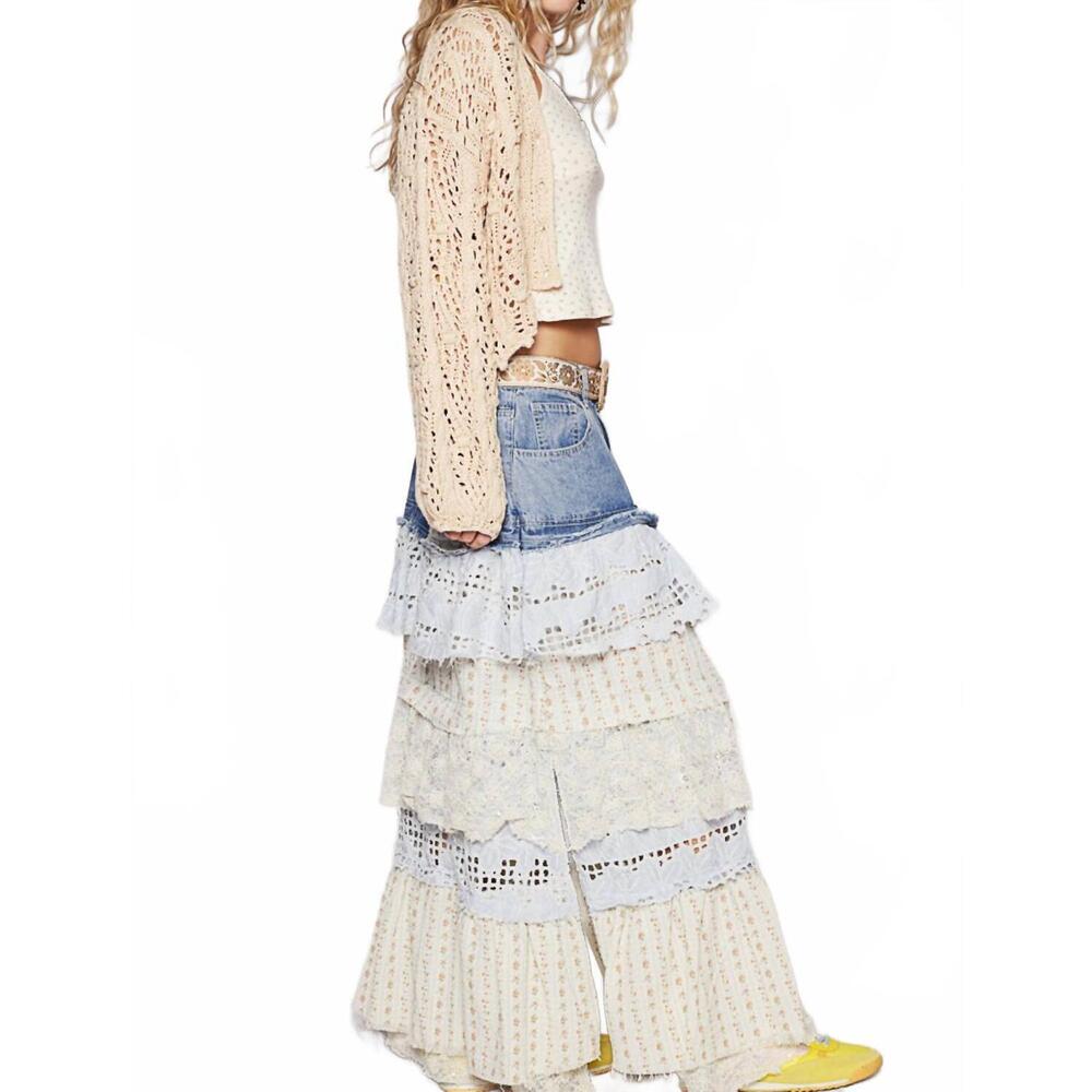 NEW POL bluebell boho maxi skirt in multi - Picture 3 of 7